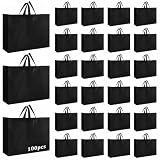 Amylove 100 Pcs Pink Shopping Bags Bulk with Handles, 16'x 12'x 6'