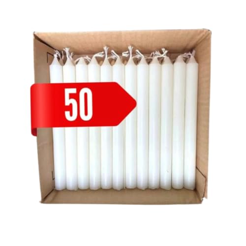50 Vela Palito Branca Tradicional 16cm pacote