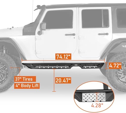 Estribos para Jeep Wrangler JK 2007-2018, paso abatible acero miniatura 5