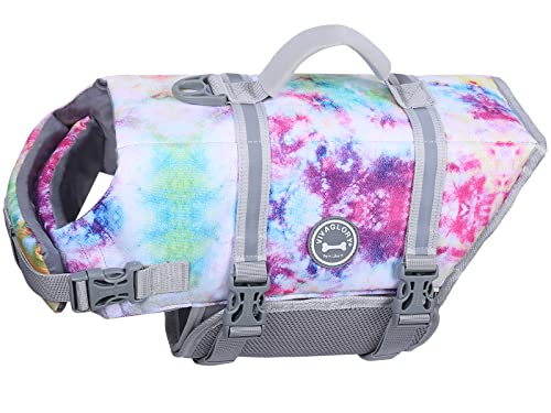 VIVAGLORY Chaleco Salvavidas Ripstop para Perros Pequeños, Medianos y Grandes, Chaleco de Natación para Perros con Mayor Flotabilidad y Visibilidad, Multicolor