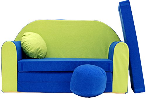 Pro Cosmo N Divano Letto per Bambini con Pouf/poggiapiedi/Cuscino, Tessuto, Multicolore, 168 x 98 x 60 cm