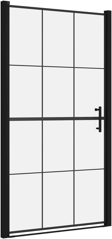 vidaXL Shower Door, Bathroom Shower Enclosure, Shower Screen with Stainless Steel Handle, Bathroom Accessory, Tempered Glass 39.4"x70.1" Black