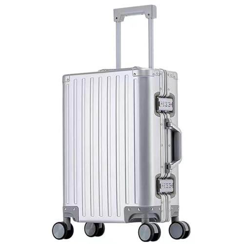 Suitcases Large-Capacity Suitcase Aluminum Alloy Suitcase Long-Distance Sealed Lightweight Suitcase Smooth Trolley Case Suitcases with Wheels (Color : A, Size : 20in)