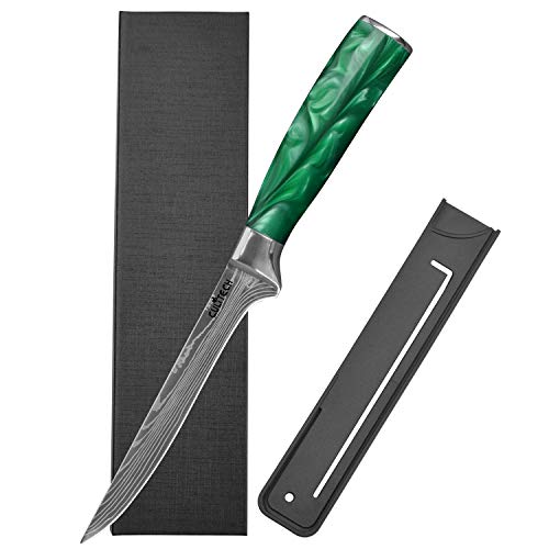 Boning Knife for Meat Cutting - 7 inch with Resin Handle, Pro Household Kitchen Knife & Sheath included, Stainless Knives Multi-Function Set