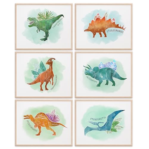 Dinosaur Art Prints Set of 6 | Unframed 11x14 Prints