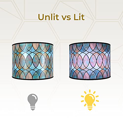 Image of Royal Designs, Inc. Trendy Decorative Handmade Drum Shade, Made in USA, 10in, HBC-8041-10-2, Cool Hues - 2 Pk