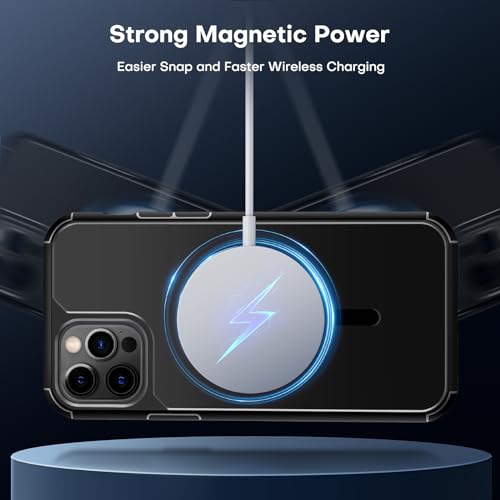 Image of TAURI for iPhone 12 Pro Max Case, Compatible with MagSafe, Black | with Screen Protector, Not-Yellowing Military-Grade Protection, Shockproof Slim Magnetic Case for iPhone 12 ProMax