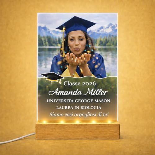 Targa Laurea Personalizzata con Foto, Lampada LED Classe 2026 con
