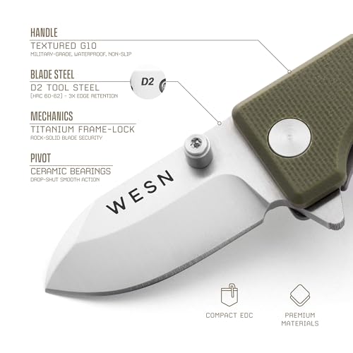 Image of WESN Microblade Folding Pocket Knife, OD Green G10 x Titanium