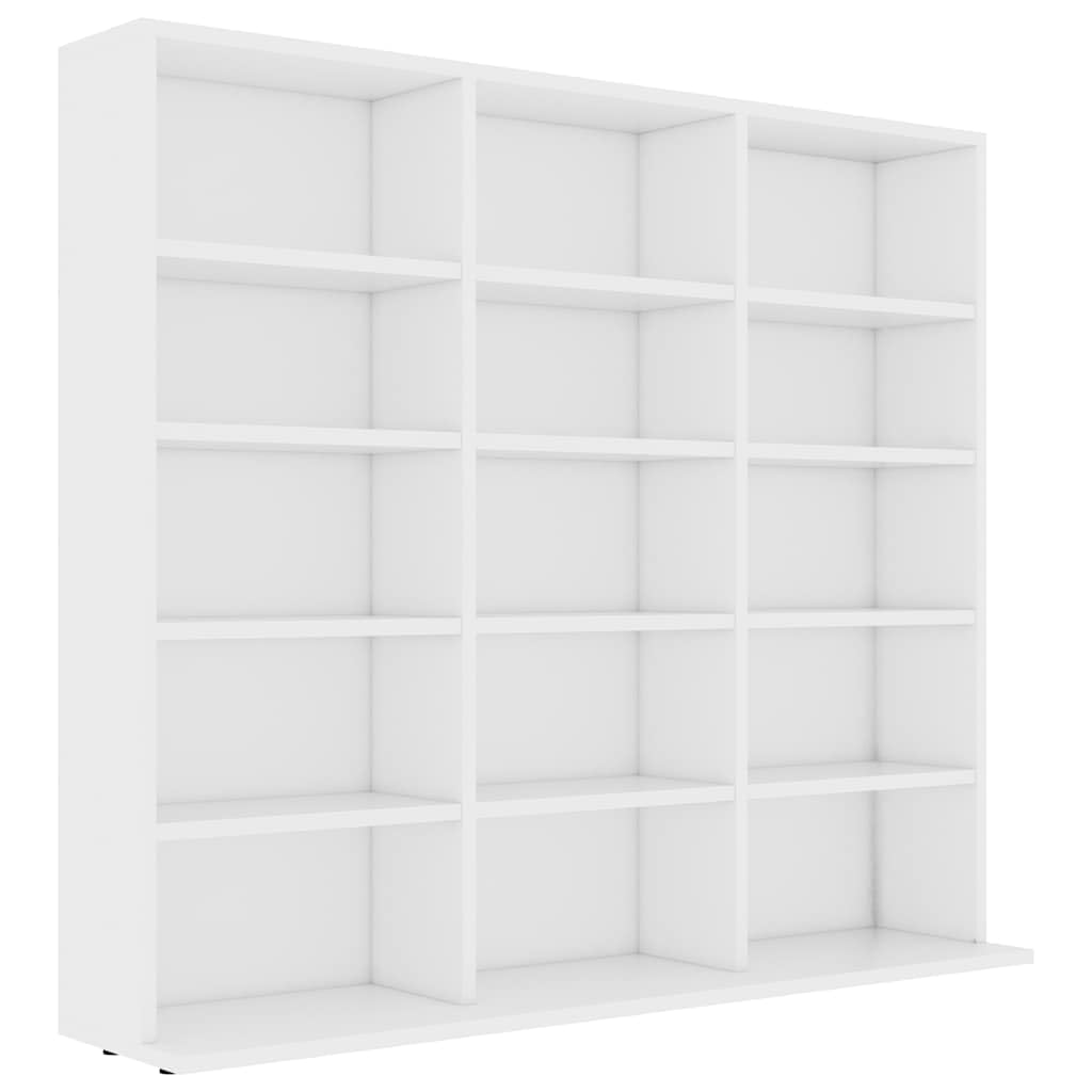 Tomostar Étagère Rangement CD/DVD, Meuble de Rangement CD et DVD Armoire à CD Étagère Bibliothèque Blanc 100x23x89,5 cm Bois d’ingénierie