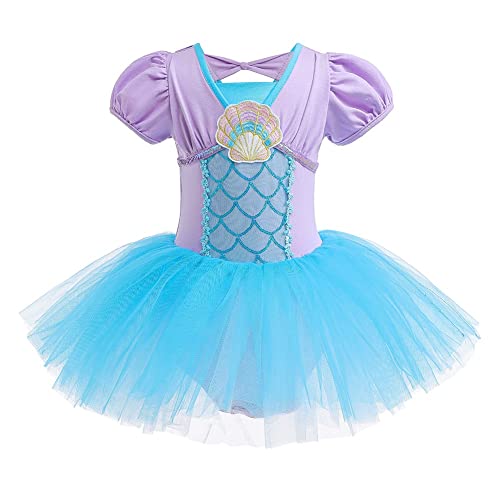 REXREII Vestido tutú de princesa bailarina para niñas pequeñas, Sofía, Blancanieves, Frozen Elsa, disfraz de Halloween, Sirena, 4-5T