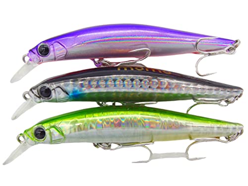 momolures - ULTIMA ARTIST SWIMMER 80mm Sinking Minnow for Bass Seabass, Pike, Zander, Trout, Salmon lure fishing (3 Pieces Assort #02)