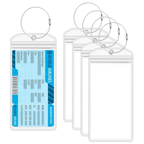 5 Stück Kreuzfahrt Gepäckanhänger, 8.8 * 18.2cm Transparente Kofferanhänger Kofferschilder Anhänger Gepack Schild mit 5 Verschraubbaren Metallband Wasserfest für Koffer Gepack Tasche