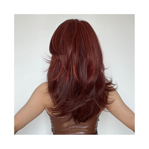 Perruque cheveux humains dégradé rouge pour masquer la perte de volume - 3