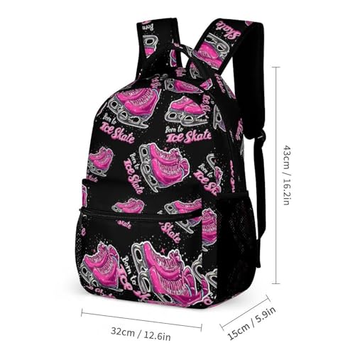 Born To Ice Skate Cute Print Backpack Set of 3 Portable Lunchbox Pencil Cases for Daily Travel2