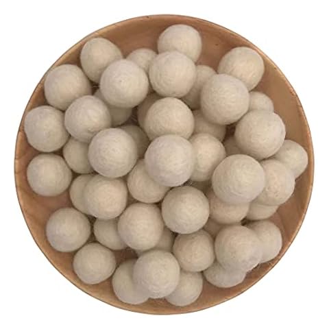Felt Wool Beads Balls Pom Pom Handmade DIY for Craft Dream Catcher Baby Moile Pompom Home Decor Nursery Party Props (Beige 20mm 30pcs) Cover
