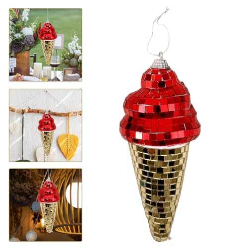 Adornos de bola espejada con forma de helado para fiestas, decoración colgante para salas, discotecas y eventos miniatura 6