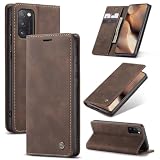 SLWYF Cover Compatible con Oppo A96 5G/Reno7 Z/Reno8 Lite/F21 Pro, Retro Flip Caso in PU Pelle Premium Portafoglio Custodia Resistente Protezione Chiusura Magnetica Case per Oppo F21 Pro - Caffè