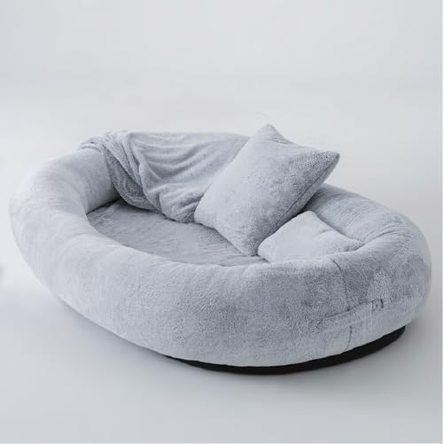 Snuggle Human Dog Bed: Cozy Co-Sleeping Pet Bed with Bonus Blanket and Pillows for a Blissful Night's Rest (Medium, Pacific Blue (Ecolife Fabric))