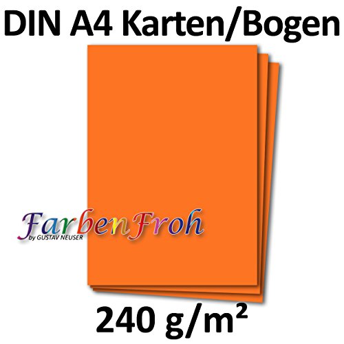 DIN A4 Card Sheet Plano Sheet 240 g/m2 FarbenFroh 25 Bogen 11-orange, 25 sheets - Image 3