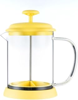 Vidrio de borosilicato alto para olla de prensa francesa de 600 ml para hacer café y tés recién hechos (amarillo)
