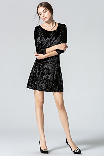 Robe noire femme manches 3/4 confortable fluide taille 38 - 6