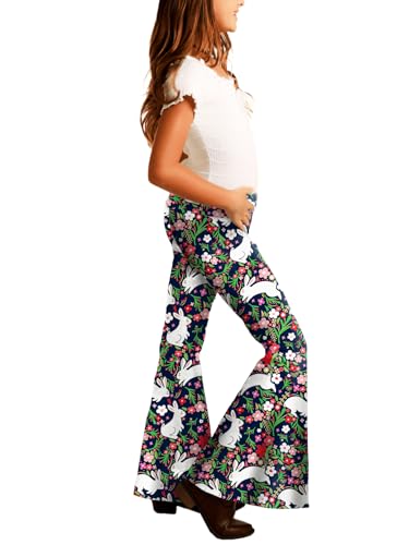 Image of Deerose Girls Halloween Hippie Bell Bottom Pants High Waist Flare Pants 5-14 Years