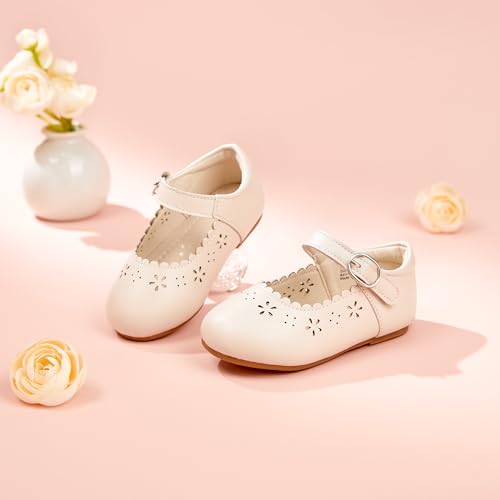 Image of PHIRAMIN Toddler Flower Girl Dress Shoes - Little Girl Mary Janes Flats Wedding