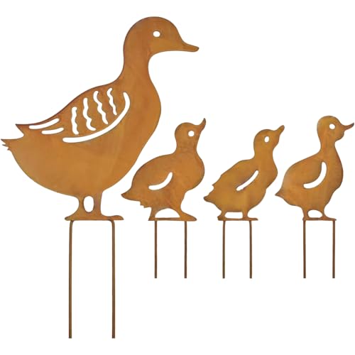 Ulawellor 4 Stück Rost Ente Dekorative Gartenstecker Metall...