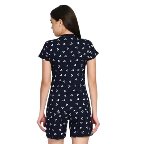 Image of IndiWeaves Women Cotton Printed Night Suit Set Pack of 3 | Soft Cotton Tops and Shorts Sleepwear | Comfortable Breathable Nightwear & Loungewear for Women