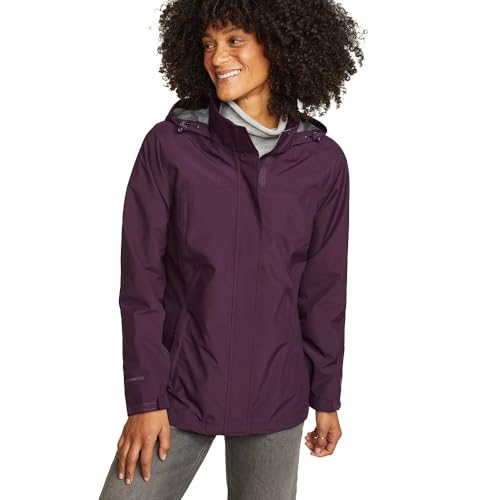 Eddie Bauer Women's Packable Rainfoil Waterproof Rain Jacket, Waterproof, Deep Eggplant, Large, Petite3
