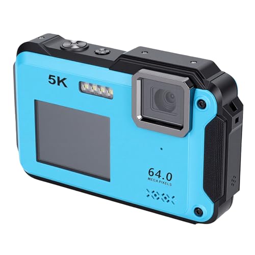 Jectse Cámara Subacuática 5K, Cámara Digital de 64MP con Zoom 16X y Pantalla Dual para Snorkel, Natación, Kayak