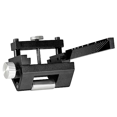 BAFOVY Gabarit d'affûtage de Burins, Affûteur d'Outils de Travail du Bois Réglable avec échelle de Mesure pour Couteaux à Raboter, Ciseaux, Outils de Sculpture, Alliage 'aluminium Haute (BLACK)