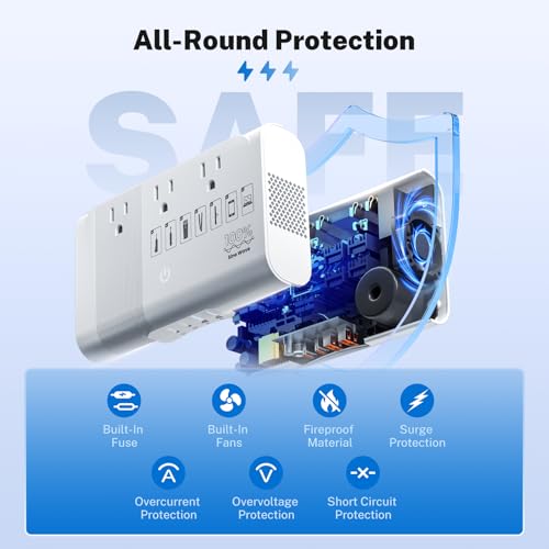 DOACE 500W Universal Travel Adapter 220V to 110V Voltage Converter, Pure Sine Wave European Travel Plug Adapter Converter, Transformer for US to Most Europe，UK/AU/EU/IT with 3 US Outlets & 4 USB - Thumbnail 7