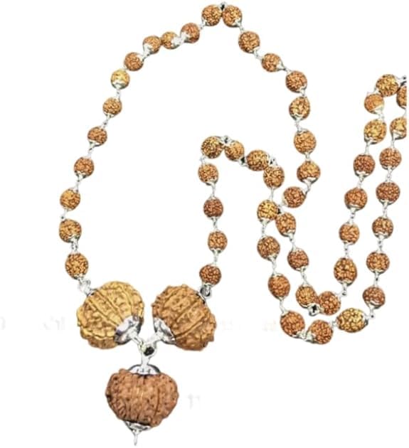Combinaison Rudraksha 8 10 12 Mukhi avec pendentif et mala en argent pur du Népal