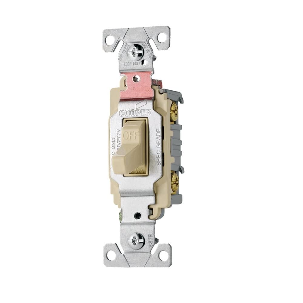 Pass & Seymour Toggle Switch, SP, Grounding, Ivory, 120/277-Volt, 20-Amp
