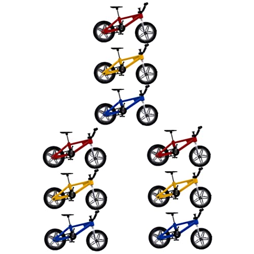 INOOMP 9 Stuks Vinger Fiets Speelgoed Miniatuur Mountainbike Bmx-speelgoed Toets Vinger Skateboards Hand Mountainbike Speelgoed Crossmotor Mini Bmx Surfplank Kind Legering Materiaal