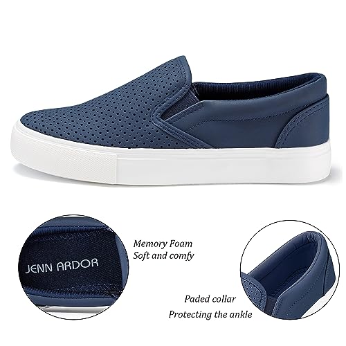 Image of JENN ARDOR Womens Slip On Sneakers Perforated /Quilted Casual Shoes Fashion Walking Flats