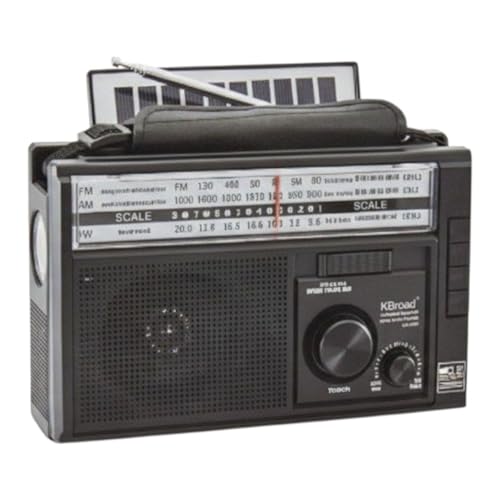 Radio Portatil Recargable Am FM Sw con Panel Solar, Puerto USB, Conexion Bluetooth, Bocina Altavoz, Antena Ajustable y...