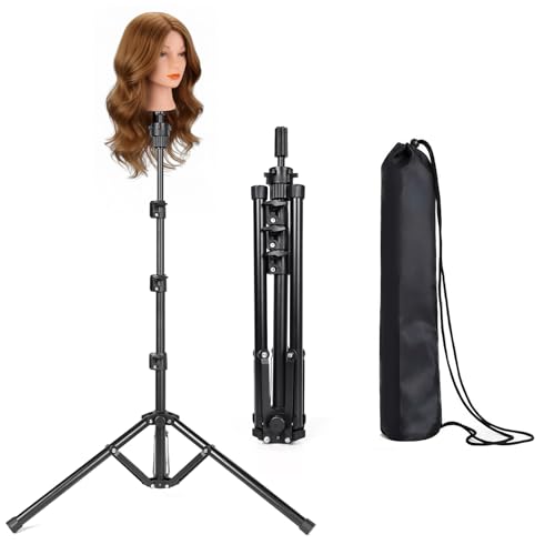 TopDirect 67 Inch Reinforced Mannequin Head Stand, Portable Adjustable Wig Stand Tripod,Mannequin Wig Head Stand Suitable for Beauty Schools,Barber Training,DIY Styling Design