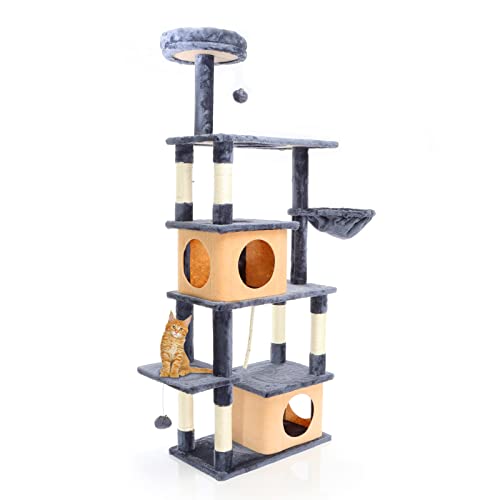 Fudajo Katzenkratzbaum in Dunkelgrau Kratzbaum 163,5cm hoch Kletterbaum für Mehrkatzenhaushalt Cover