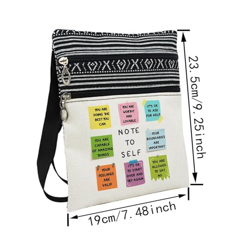 Note To Self Messenger Bag Small Ethnic Pattern Printed Adjustable Strap Crossbody Zipper Bag Inspirational Slogan Phone Bag Wallet Cute Shoulder Handbag for Women Friends2