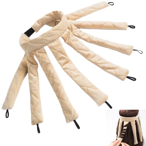 Smaoqingji Rizador Pelo sin Calor Heatless Curls - 1 Pieza, Beige, Rizar Ondas de Rizos Grandes Tenacillas Surferas, Aptos Para Cabello Mojado y Seco, Largo y Corto, en Casa y de Viaje