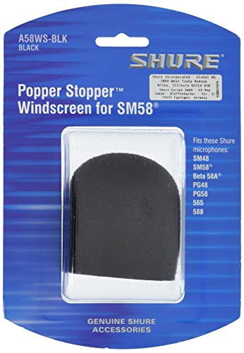Shure A58WS-BLK Foam Windscreen for All Shure Ball Type Microphones, Black