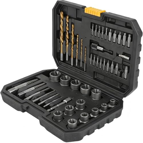 Juego Profesional de Extractores de Tornillos 48 Piezas – Extractor de Espárragos, Extractor Izquierdo con Broca Espiral y Adaptador – Para quitar tornillos/pernos/tuercas desgastados, dañados