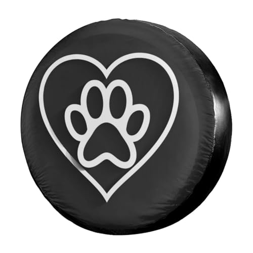 Image of Delerain Spare Tire Cover Heart with Paw Print Wheel Covers Sun Protection Waterproof for Truck RV Trailer SUV and Many Vehicle (14 Inch for Diameter 23 inch-27 inch)