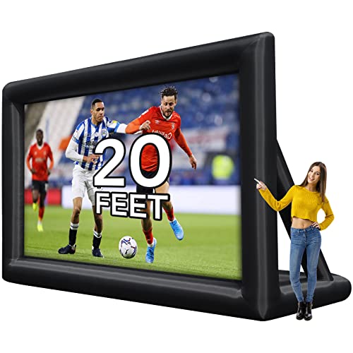Image of Inflatable Projector Screen, Towallmark 20FT Portable Blow Up Outside Projector Screen, Front & Rear Projection, with Rope, Air Blower, Ground Nails and Carry Bag, for Theater/Football/Backyard Party