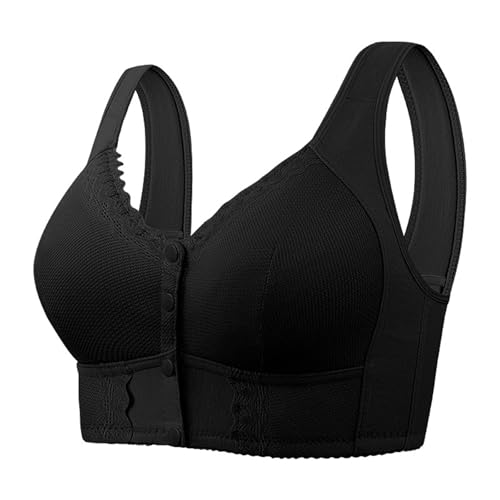 Bokcztml Sujetador con hebilla frontal fácil de llevar para mujeres mayores, cómodo levantamiento, tela transpirable, correa ancha, brasier con cierre frontal para mujeres mayores