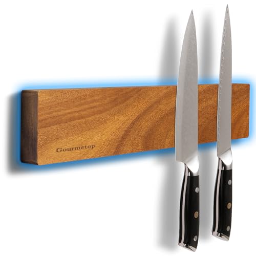 Gourmetop 12 Inch Acacia Wood Magnetic Knife Holder