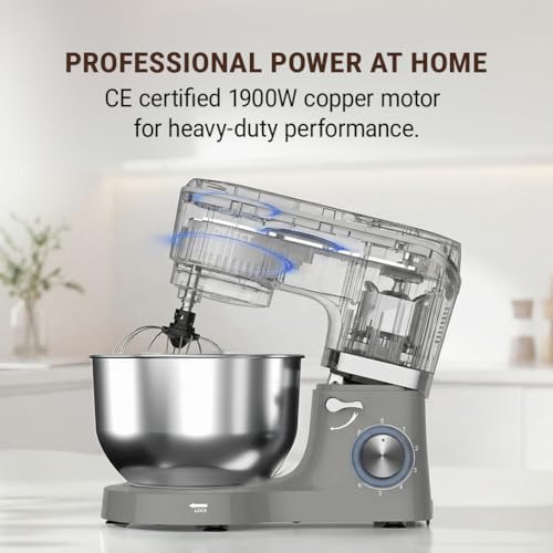 Image of DYLECT ArtiMix Stand Mixer for Home | 1900W Powerful Motor | 5.5L Removeable Bowl | 6 Speed + Fermentation Function | Dough Hook, Whisk, Beater & Splash Guard | Anti-Skid Design | Robust Metal Gears